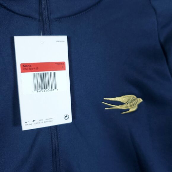 Nike Mens L Dri Fit Blue Pullover Qtr 1/4 Zip Dry Fit Sweater Martell Cognac NWT - Picture 6 of 16